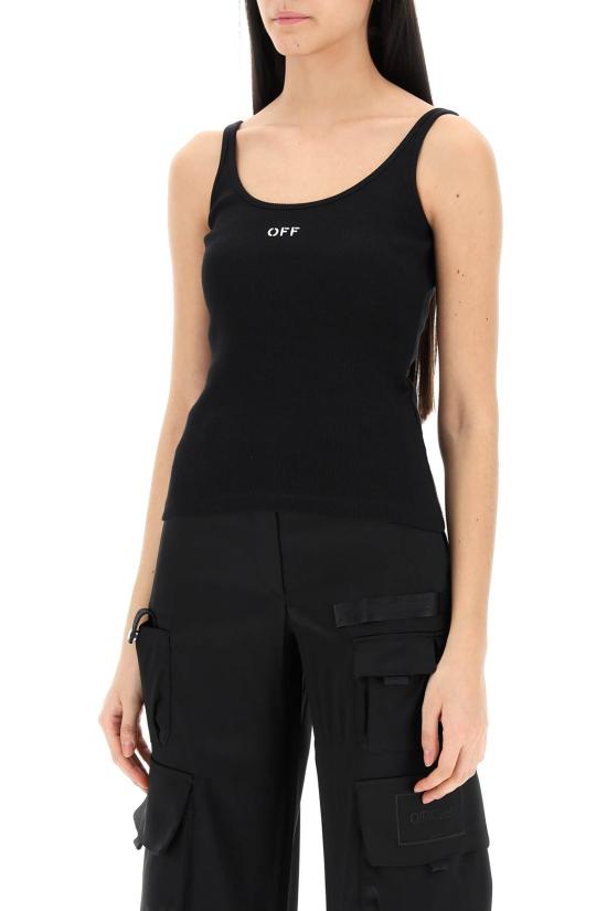 25SS 오프화이트 민소매 티셔츠 OWAD072C99JER002 1001 BLACK - OFF WHITE