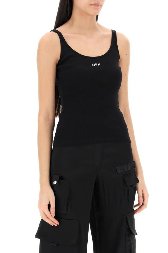 25SS 오프화이트 민소매 티셔츠 OWAD072C99JER002 1001 BLACK - OFF WHITE