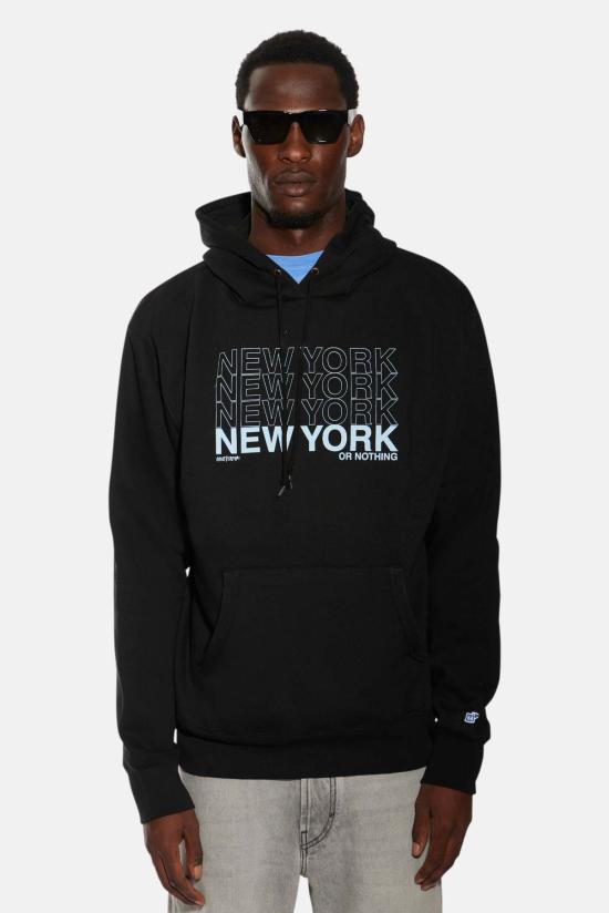  블루&크림 뉴욕 오어 낫씽 후디 제트 블랙/스카이