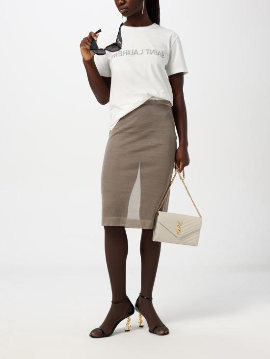 25SS 생로랑 반팔 티셔츠 665234Y37AW 9744 White - SAINT LAURENT