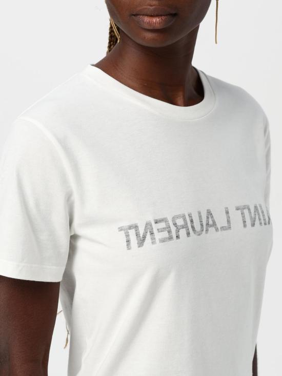 25SS 생로랑 반팔 티셔츠 665234Y37AW 9744 White - SAINT LAURENT