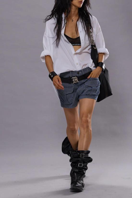  알13 탑 R13 드롭넥 옥스포드 셔츠 화이트 - R13