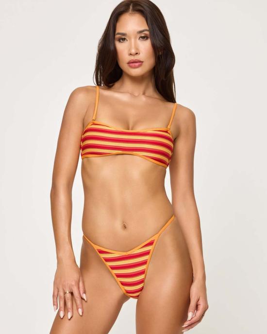  엘스페이스 비키니 수영복 LSpace 베카 비키니 탑 선셋 스트라이프 - L SPACE
