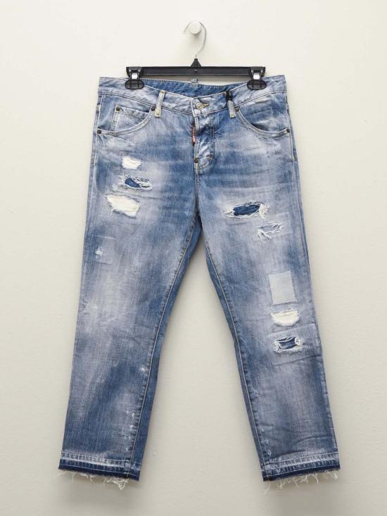  디스퀘어드2 데님 팬츠 디스트레스드 크롭 진 블루