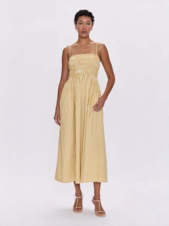  피스톨라 롱 원피스 비앙카 드레스 비치 샌드 스트라이프