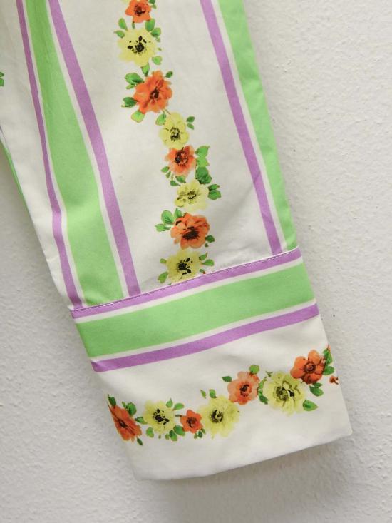  엠에스지엠 블라우스 MSGM 스트라이프 플로럴 프린트 셔츠 멀티컬러 - MSGM