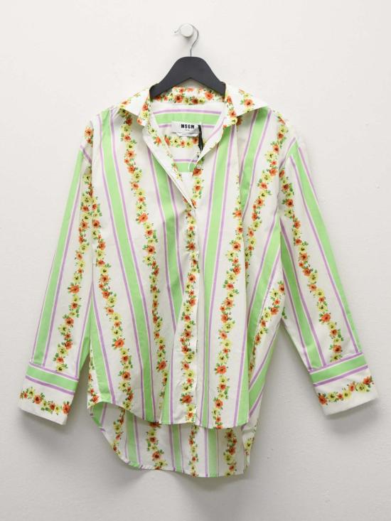  엠에스지엠 블라우스 MSGM 스트라이프 플로럴 프린트 셔츠 멀티컬러
