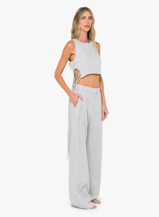  제이비큐 스트레이트 팬츠 JBQ 오브리 팬츠 실버 허리띠 팬츠 실버 - JBQ