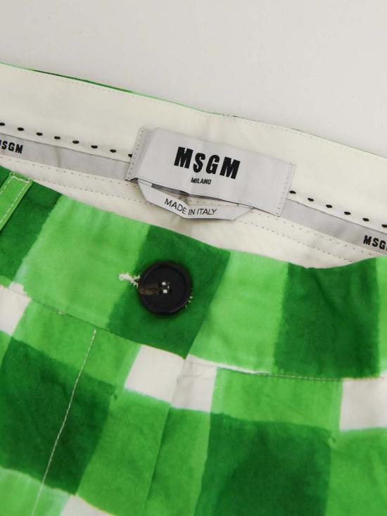  엠에스지엠 스트레이트 팬츠 MSGM 깅엄 팬츠 그린 - MSGM