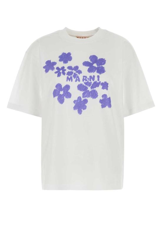 25SS 마르니 반팔 티셔츠 THJET49P09USCX40 D2W01 White