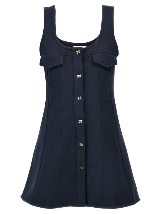 25SS 가니 슬리브리스 버튼 업 미니 드레스  T4096683 SKY CAPTAIN DOM