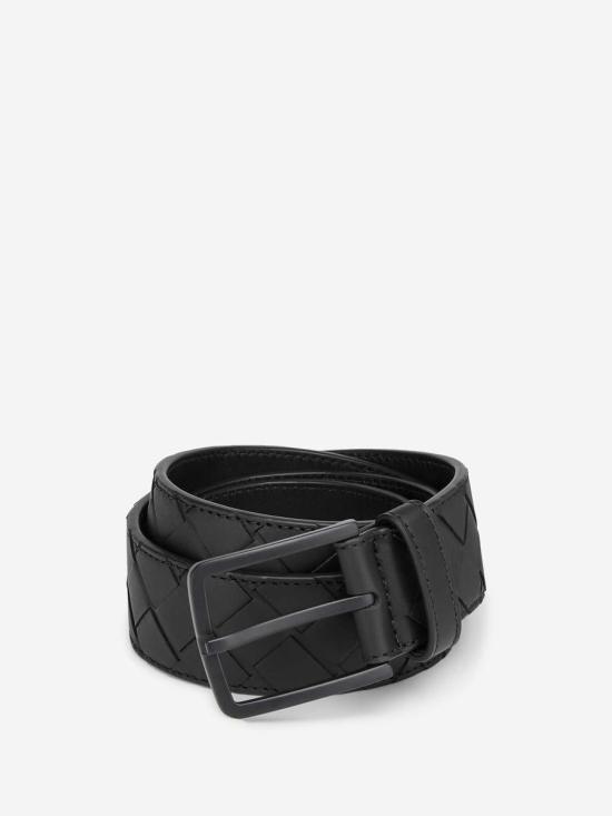 25FW 보테가베네타 가죽 벨트 609182V3IM1 8984BLACK NERO OPACO Black