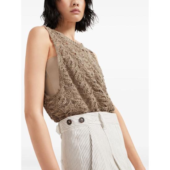 25SS 브루넬로 쿠치넬리 팬츠 MH543P8817 C1080 WHITE BROWN - BRUNELLO CUCINELLI