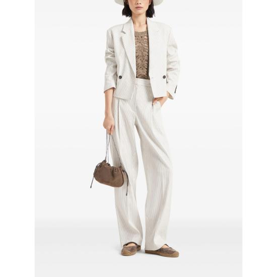 25SS 브루넬로 쿠치넬리 팬츠 MH543P8817 C1080 WHITE BROWN - BRUNELLO CUCINELLI