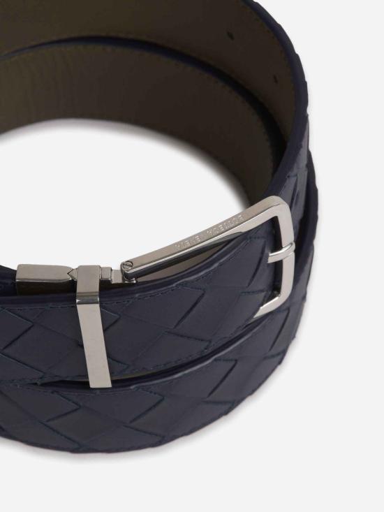 25FW 보테가베네타 인트레치아토 리버시블 벨트 652944VCPQ1 3258ABYSS CYPRESS SILVER NAVY BLUE - BOTTEGA VENETA