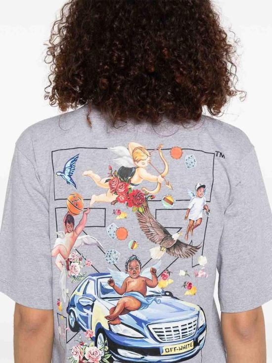  오프화이트 반팔 티셔츠 OWAA124S25JER0030510 Grey - OFF WHITE