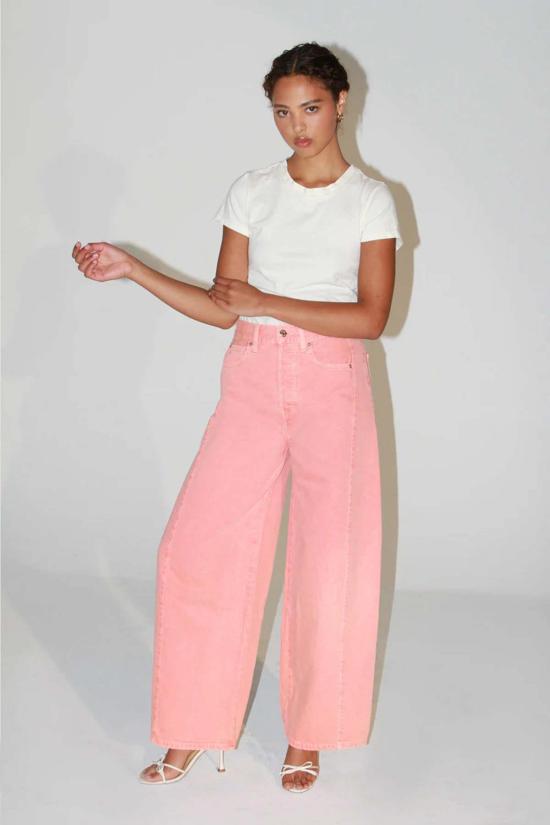  에티카 데님 팬츠 ética Arden 와이드 레그 진 플라밍고