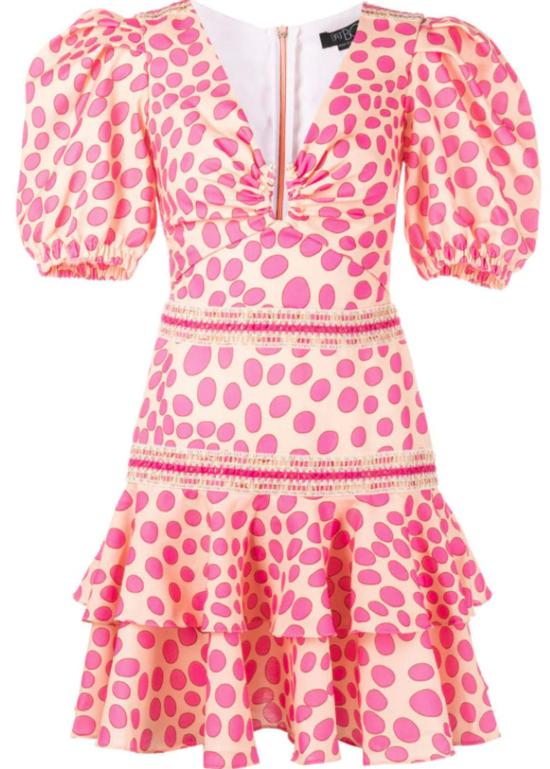  팻보 숏 원피스 Patbo Bossa 레이스 트림 미니 드레스 핑크/살구색