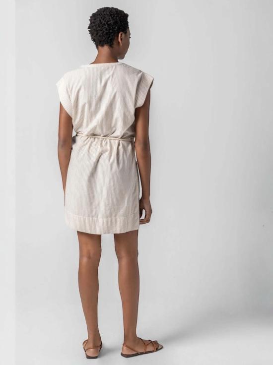  릴라 피 숏 원피스 릴라 P. 스트라이프 스플릿 넥 드레스 - LILLA P