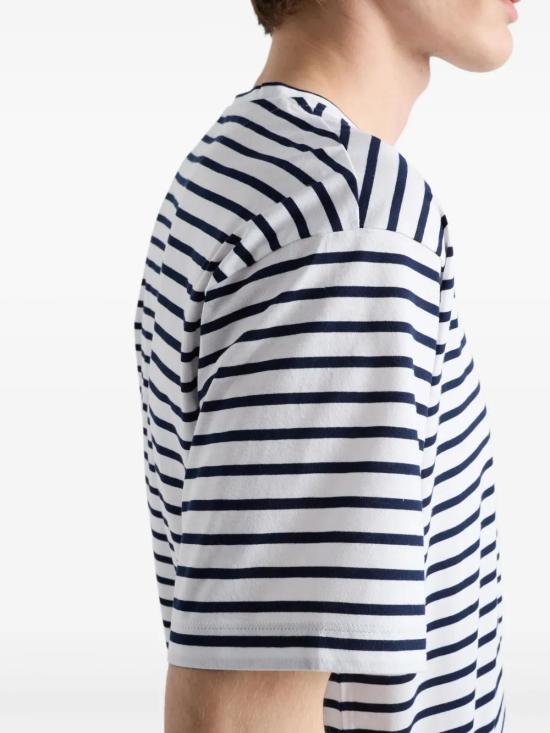 25SS 프라다 반팔 티셔츠 UJN9291045F0UB0 WHITE BLUE DOM - PRADA