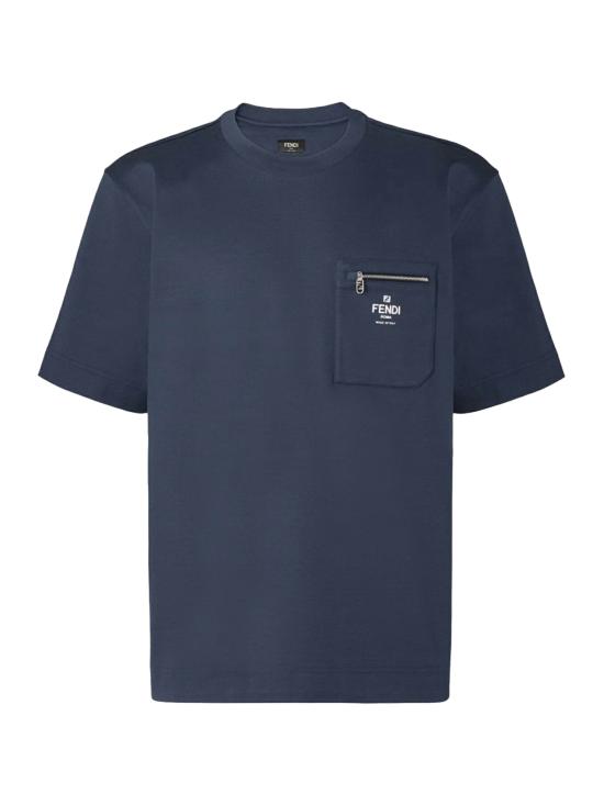  펜디 코튼 티셔츠 FY0936 ARYR F0QB0 NAVY BLUE DOM