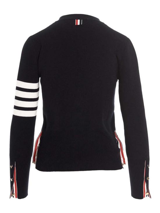 25SS 톰브라운 코튼 4바 밀라노 클래식 브이넥 가디건 FKC207A00219415 Blue - THOM BROWNE