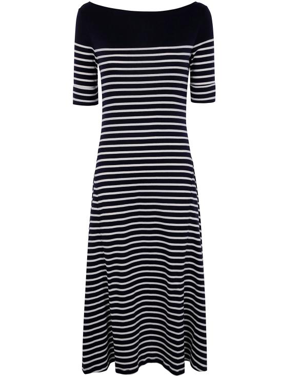 25SS 랄프 로렌 미디 원피스 250957728 002 LAUREN NAVY MASCARPONE CREAM