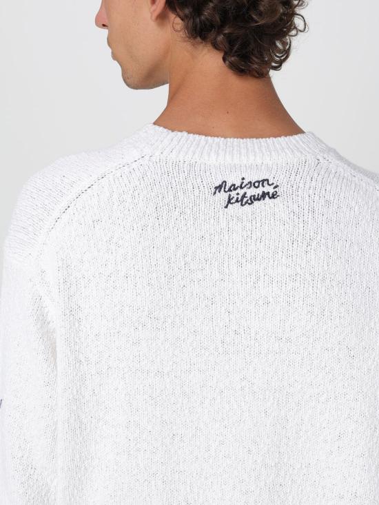 25FW 메종키츠네 앱스트랙트 데이지 인타르시아 스웨터 OM00811KT1138 P100 White - MAISON KITSUNE