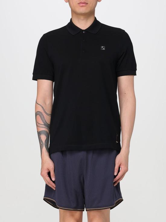 26SS 펜디 FF 메탈 피케 폴로 티셔츠 FY0985AUA5 F0QA1 Black