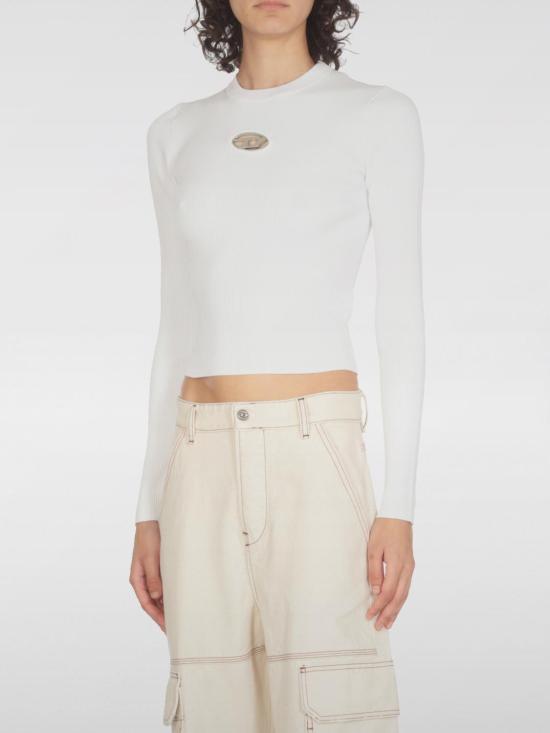 25FW 디젤 M-발라리 오발 D 립 니트 비스코스 블렌드 탑 A153280DLAX 100 White