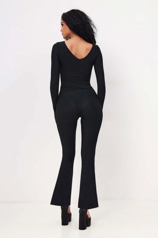  모노수트 점프수트 부츠컷 리브  블랙 - MONOSUIT