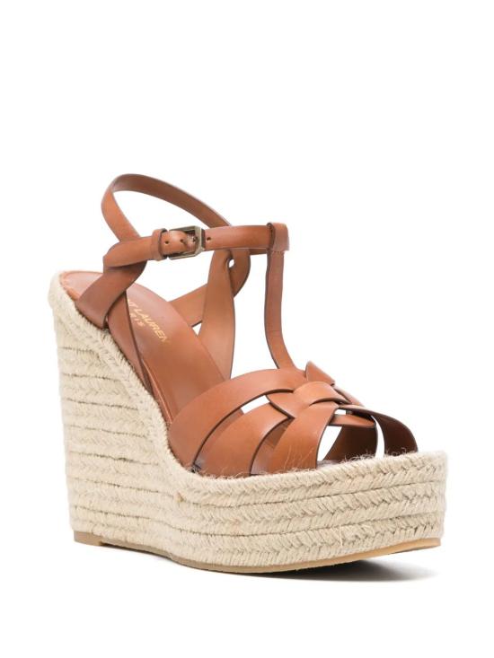 26SS 생로랑 트리뷰트 에스파드리유 웻지 스무스 레더 611924BDA00 2206 - SAINT LAURENT