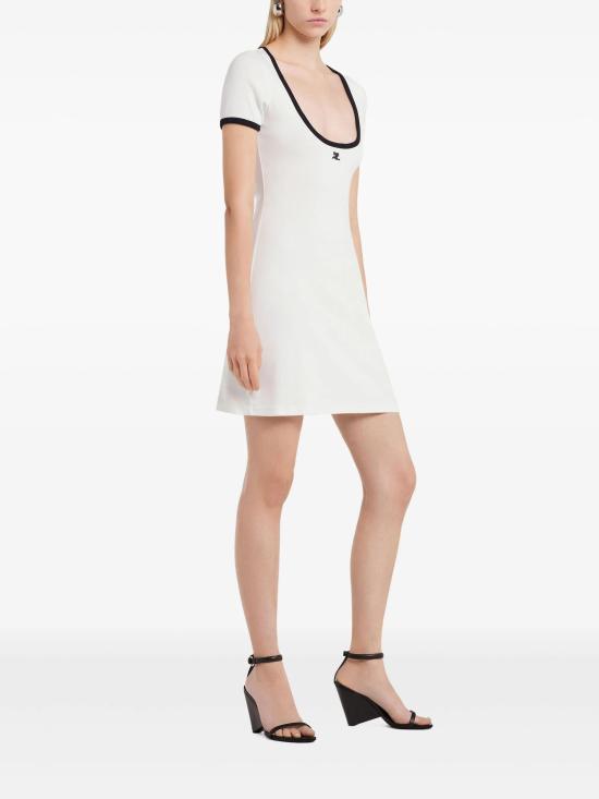 25SS 쿠레쥬 숏 원피스 225JRO600JS0203 0098 HERITAGE WHITE BLACK - COURREGES