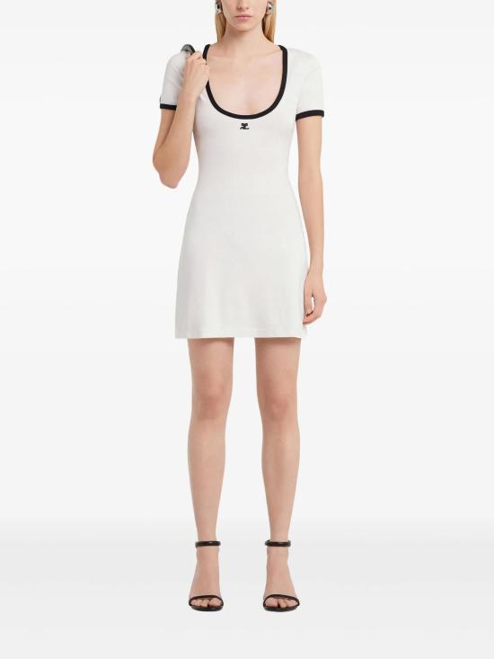 25SS 쿠레쥬 숏 원피스 225JRO600JS0203 0098 HERITAGE WHITE BLACK - COURREGES