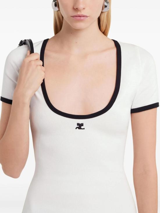 25SS 쿠레쥬 숏 원피스 225JRO600JS0203 0098 HERITAGE WHITE BLACK - COURREGES