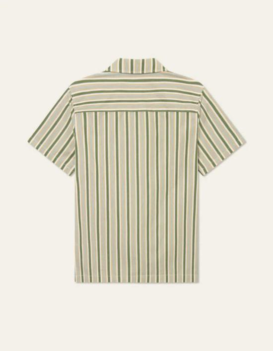  레듀 반팔 셔츠 Les Deux Klark 스트라이프 포플린 Ss  골파 그린 타이 카레 - LES DEUX