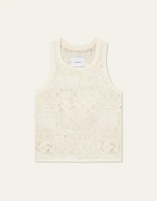  레듀 민소매 티셔츠 Les Deux Huxi 레이스 탱크탑 아이보리 - LES DEUX