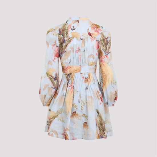 25FW 짐머만 숏 원피스 5147DSS253 LIGHT BLUE PALM FLORAL - ZIMMERMANN