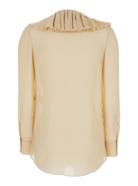 25SS 생로랑 러플 브이넥 블라우스 820973Y3K459520 Beige - SAINT LAURENT