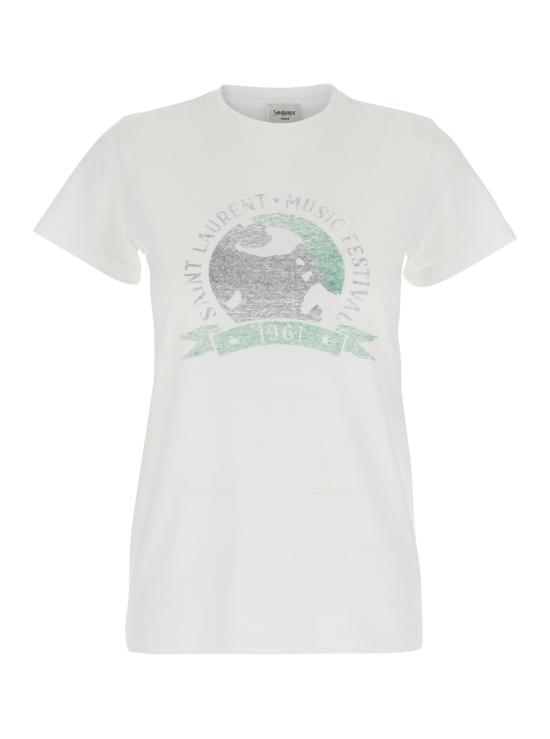 25SS 생로랑 반팔 티셔츠 817047Y37YJ9010 White