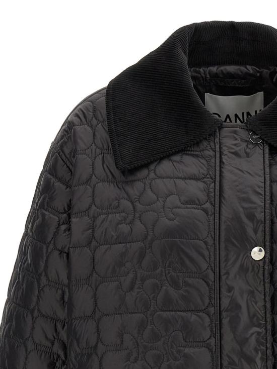25FW 가니 샤이니 퀼트 미디 자켓  W0343252 Black - GANNI