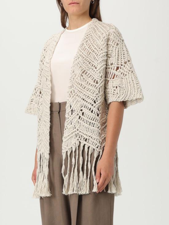 25FW 브루넬로 쿠치넬리 오페라 마크라메 가디건 MCB653306 CLY85 Beige - BRUNELLO CUCINELLI
