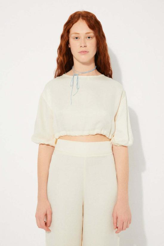  리타 민소매 티셔츠 로우 루멘 탑 - RITA