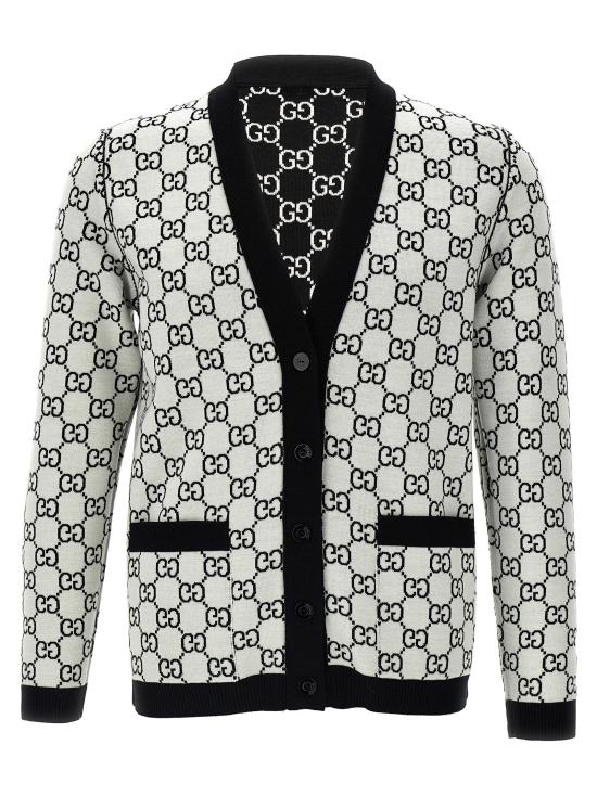 26SS 구찌 리버서블 GG 울 자카드 가디건 798157XKEJP1070 White Black - GUCCI