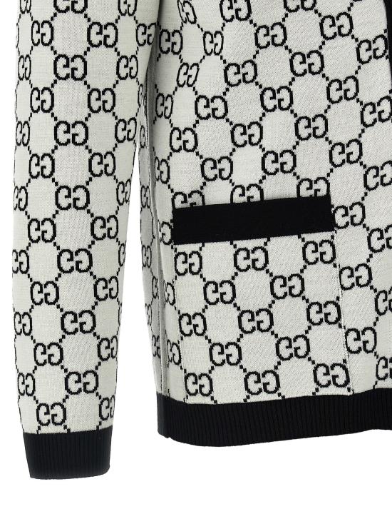 26SS 구찌 리버서블 GG 울 자카드 가디건 798157XKEJP1070 White Black - GUCCI