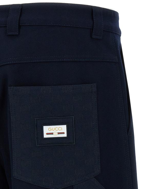 25FW 구찌 헤비 코튼 캔버스 트라우저 810787ZAR7C4440 Blue - GUCCI