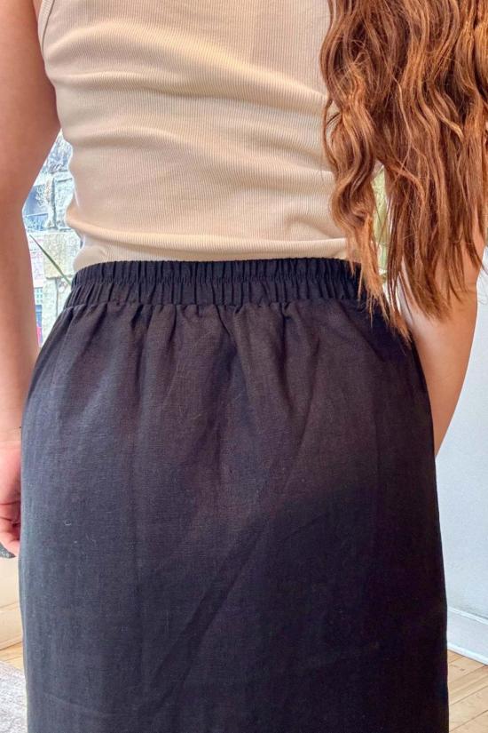  잇이즈웰 LA 미디 스커트 잇이즈웰 L.A. 리넨 슬릿 스커트 블랙 - IT IS WELL L.A.