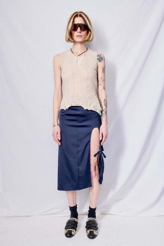  아워레가시 자켓 Our Legacy Taupe 나일론 메시 래기드 조끼 - OUR LEGACY