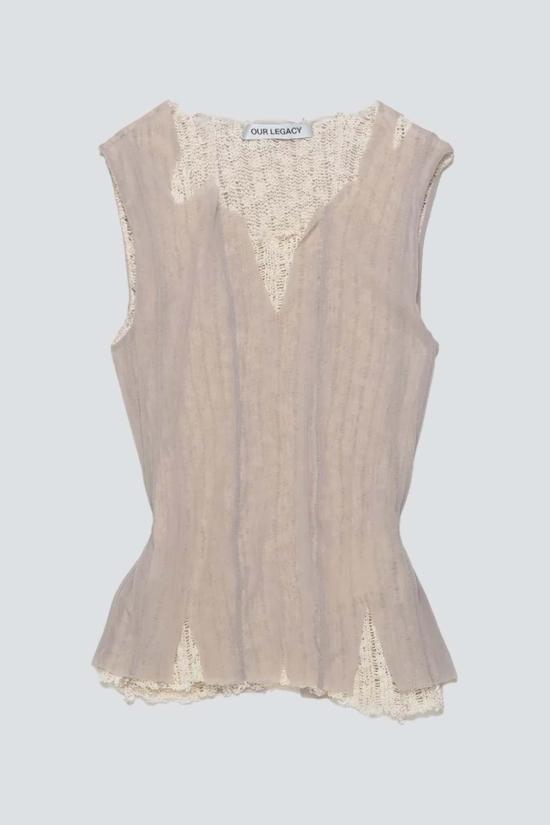  아워레가시 자켓 Our Legacy Taupe 나일론 메시 래기드 조끼 - OUR LEGACY