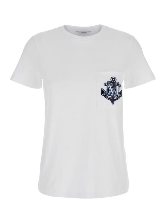 25SS 막스마라 ACACIA 아카시아 앵커 로고 자수 반팔 티셔츠  2511941031600007 White